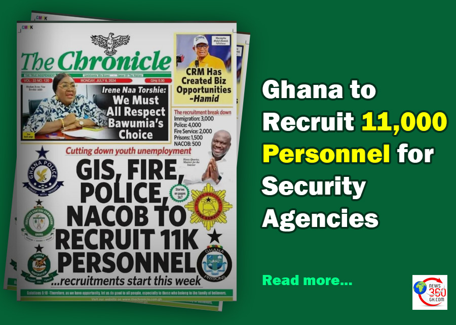 Ghana to Recruit 11,000 Personnel for Security Agencies